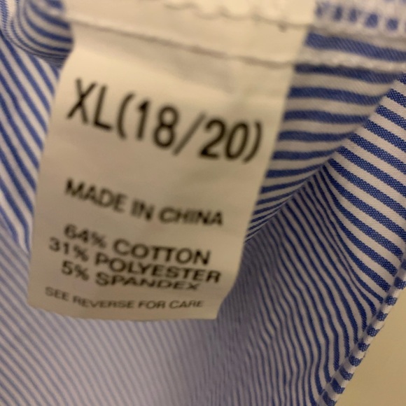 Chaps boys blue and white striped shirt size xl 18-20. - Picture 4 of 5